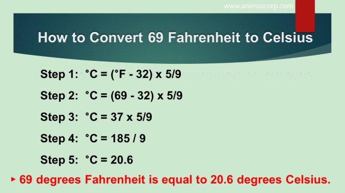 69 f to c