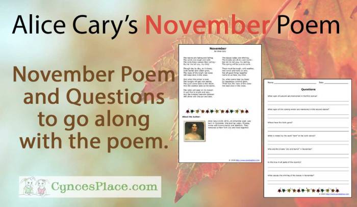 What type of figurative language is november by alice cary
